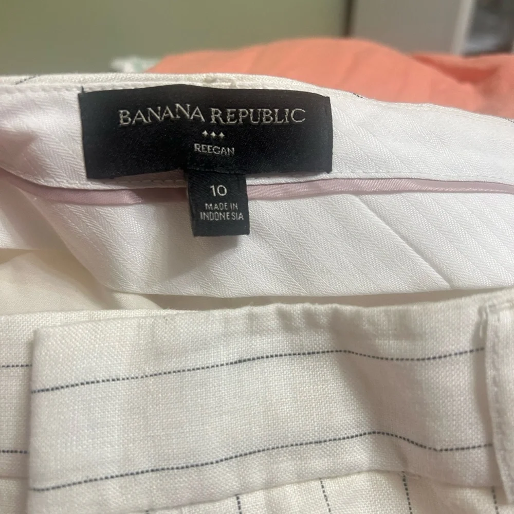 Banana Republic Reegan Linen‎ Pinstripe Pants 10 EUC